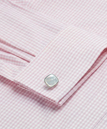 Pale Pink & White Tailored Fit Double Cuff Essential Gingham Formal Shirt