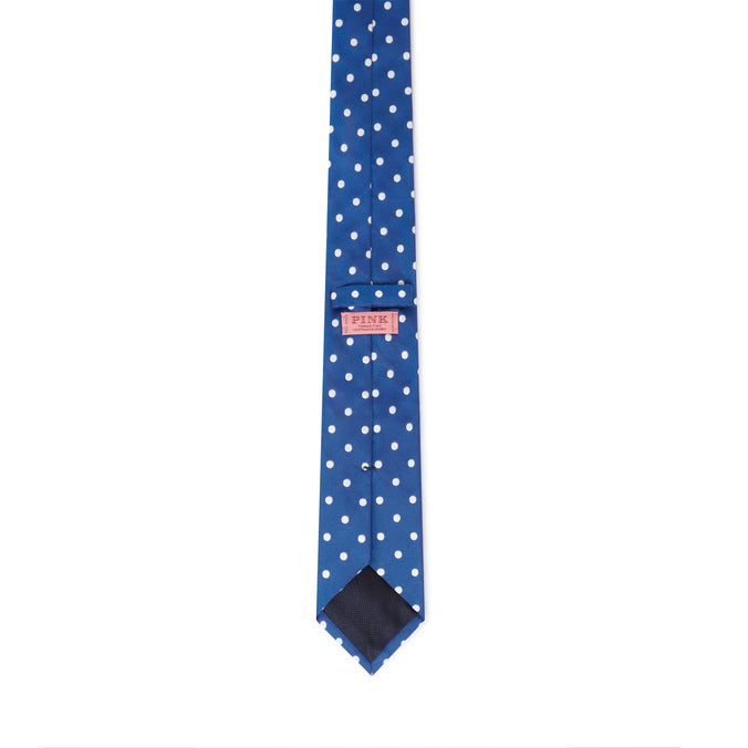 Blue & White Polka Dot Silk Woven Tie