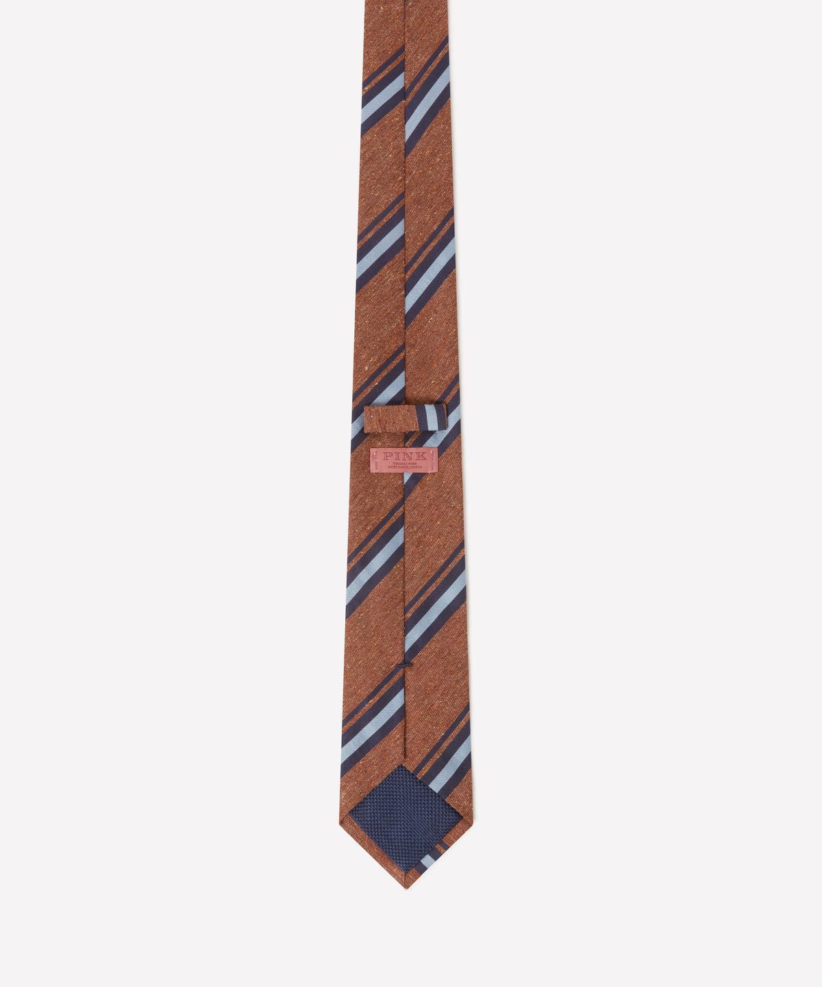 Orange & Navy Slub Contrast Stripe Silk Tie