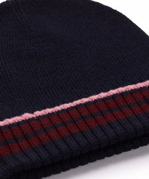Navy Blue Knitted Merino Wool Hat & Scarf Set