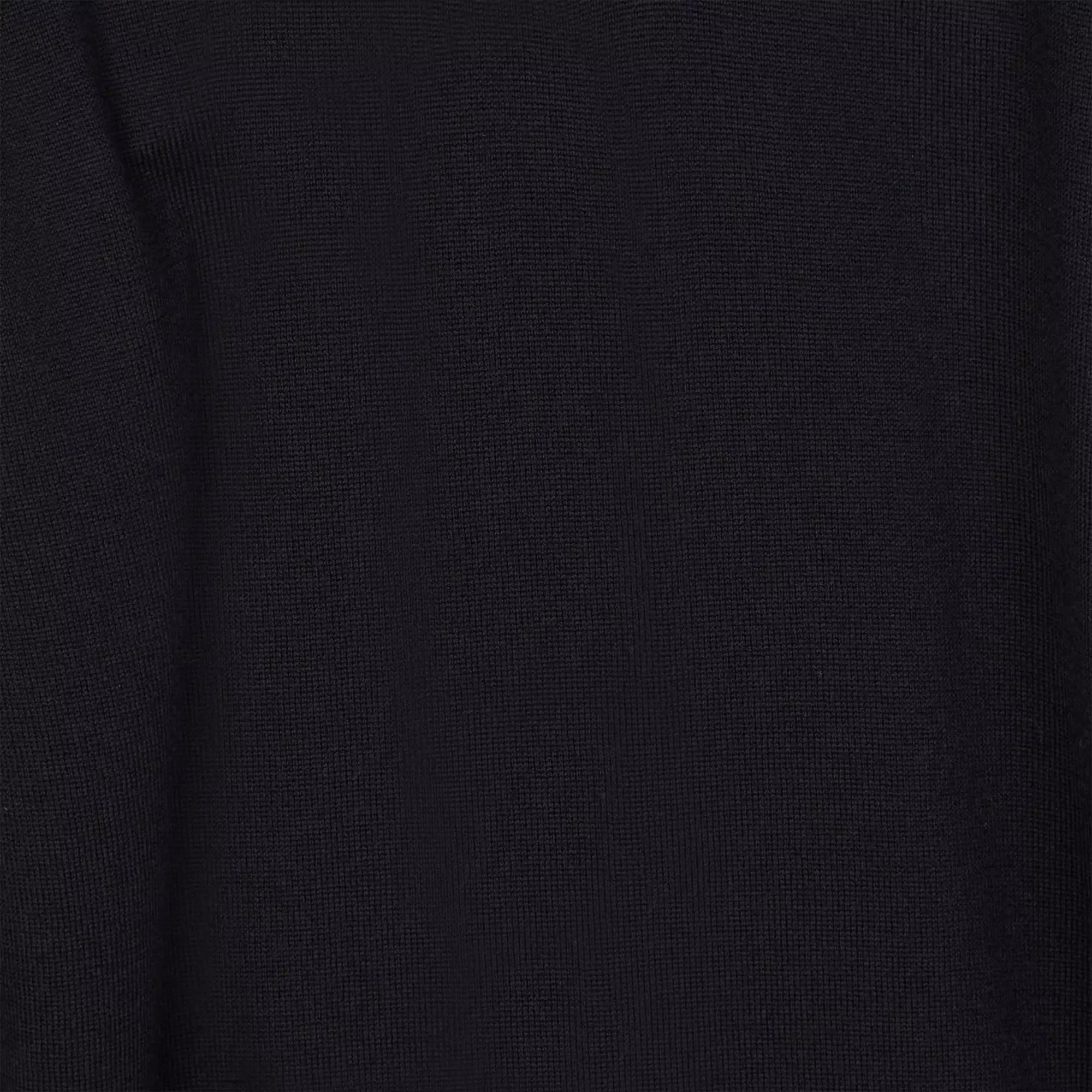 Black Merino Wool Long Sleeve Polo Shirt