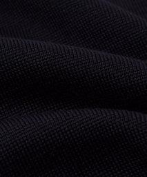 Navy Merino Wool Long Sleeve Polo Shirt