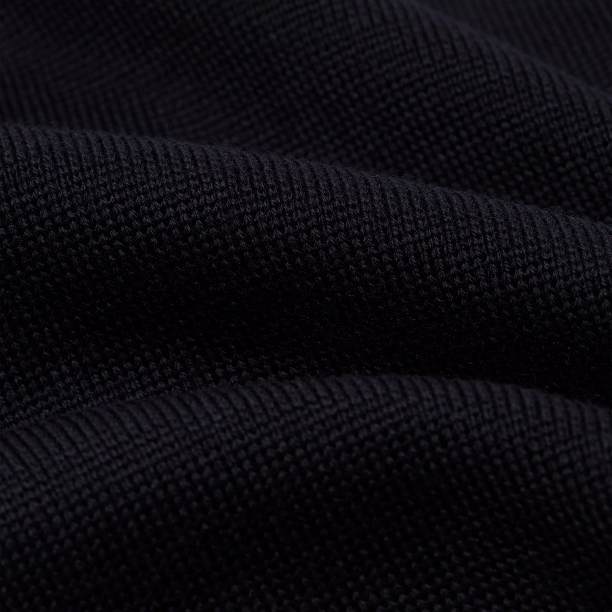 Navy Merino Wool Long Sleeve Polo Shirt