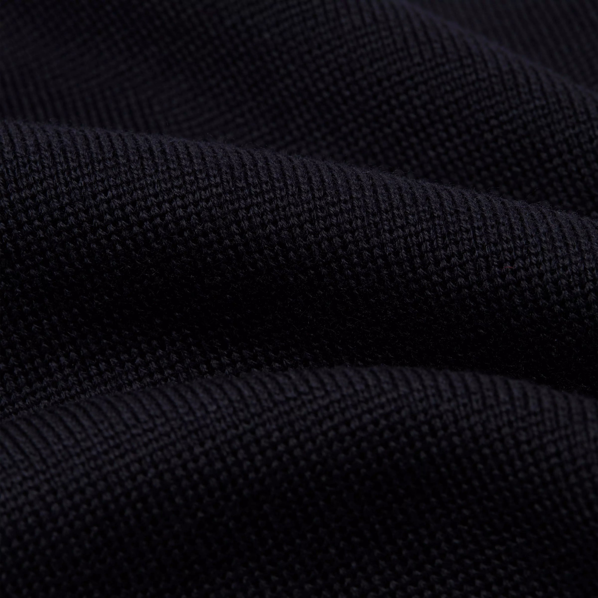 Navy Merino Wool Long Sleeve Polo Shirt