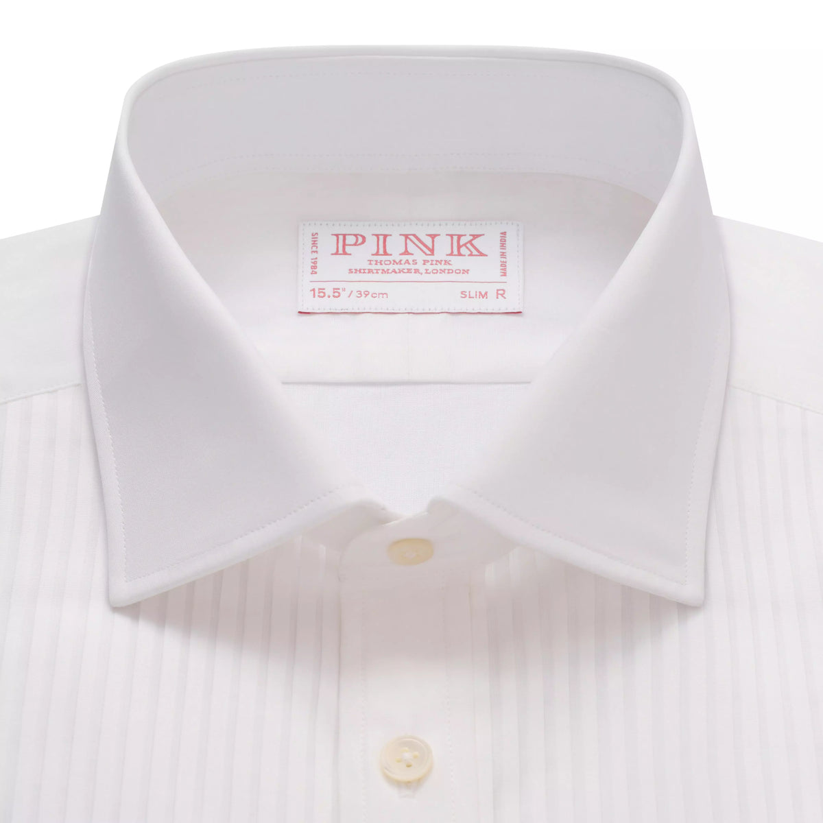 White Slim Fit Double Cuff Pleat Front Poplin Evening Shirt