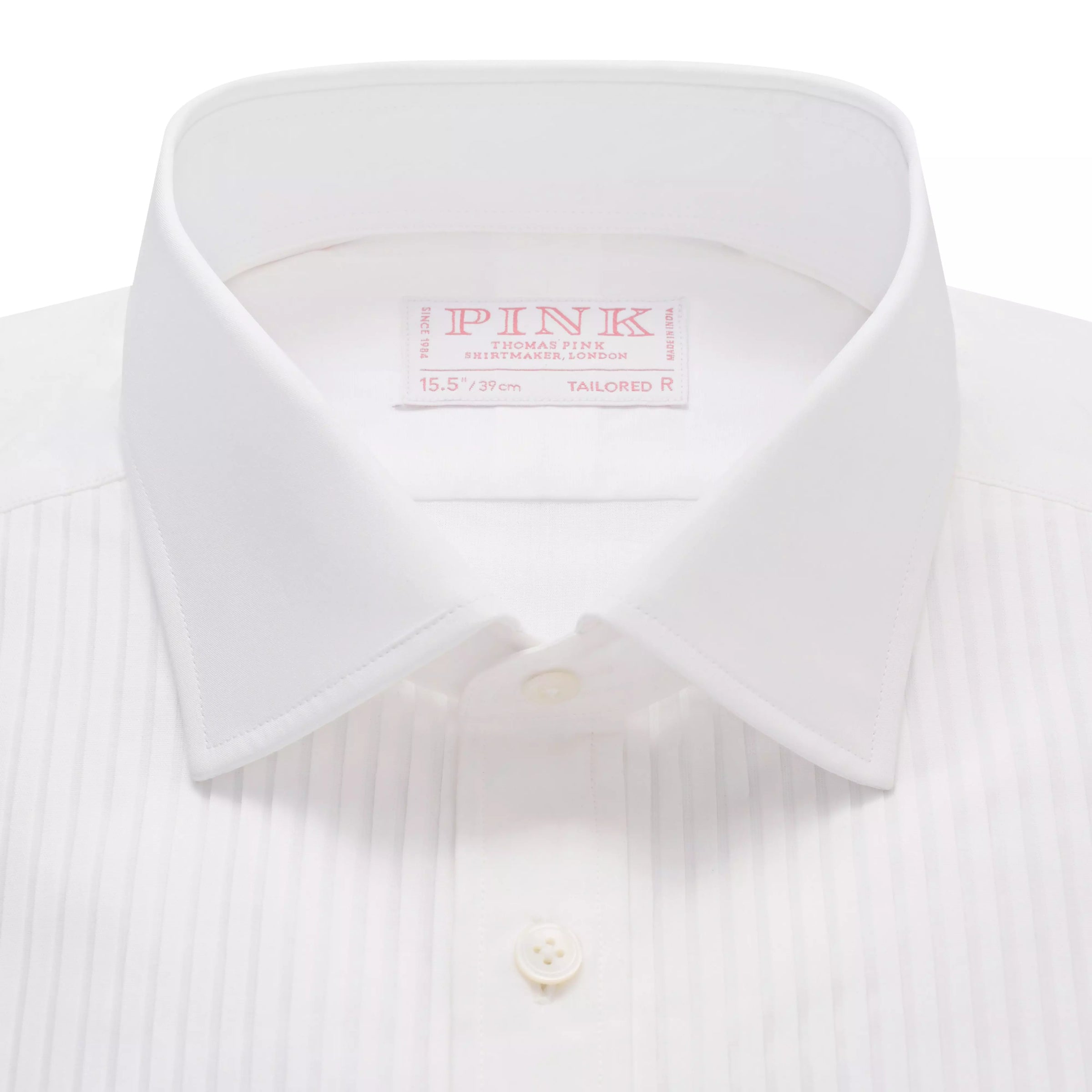 White Tailored Fit Double Cuff Pleat Front Poplin Evening Shirt