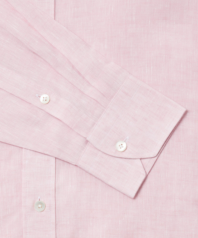Pale Pink Classic Fit Essential Linen Formal Shirt